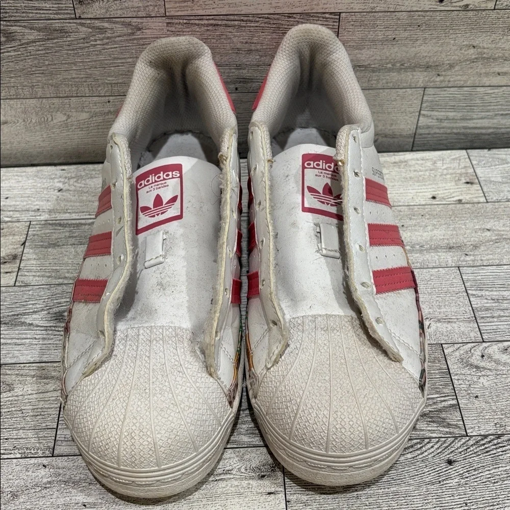 Adidas Superstar Floral Pink and White Shoes